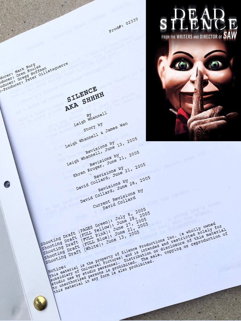 Universal Studios 05 Horror Film Dead Silence Aka Silence Aka Shhhh Movie Script